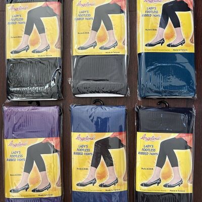 WHOLESALE Lot (6) Ladies Footless Nylon/Spandex Mix Color Ribbed Tights Taiwan